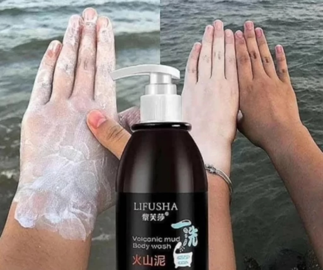 شامپو معجزه سفید کننده بدن و صورت (volcanic mud body wash) حجم 250 میلی لیتر تکی